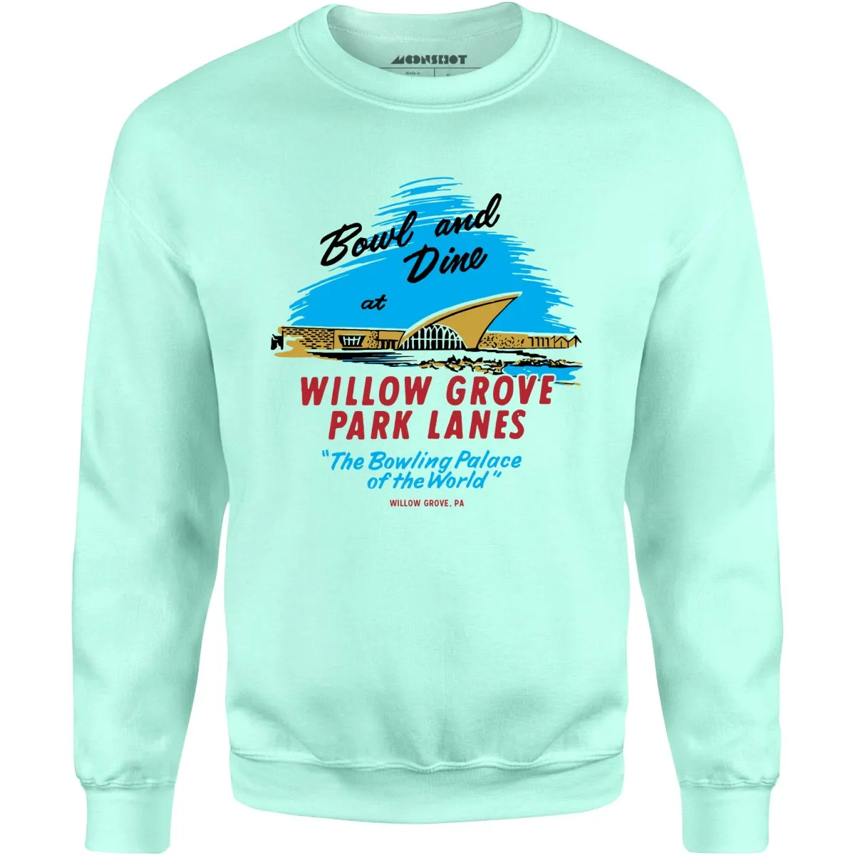 Willow Grove Park Lanes - Willow Grove, PA - Vintage Bowling Alley - Unisex Sweatshirt