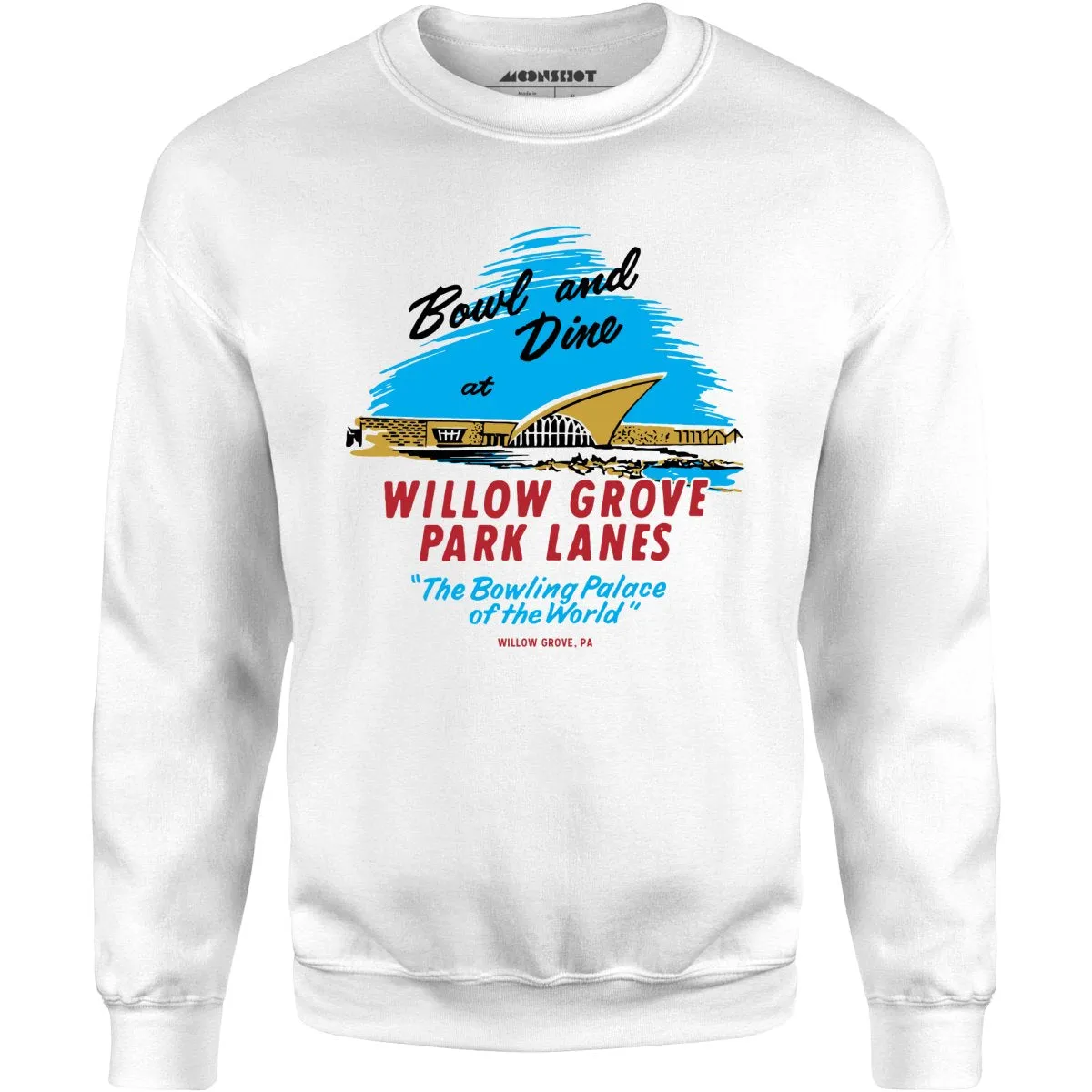 Willow Grove Park Lanes - Willow Grove, PA - Vintage Bowling Alley - Unisex Sweatshirt