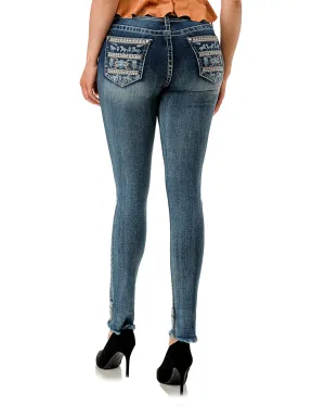 Women's Aztec Horse Embroidered Skinny Jeans