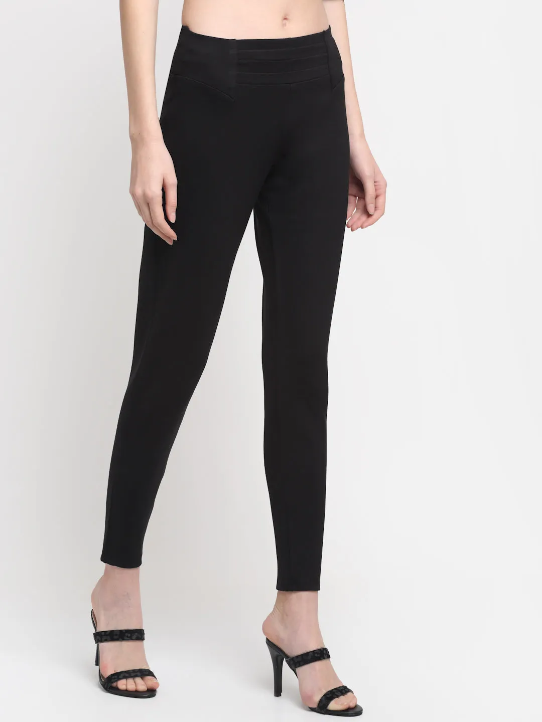 Women's  Broad waistband Black  High rise Jeggings