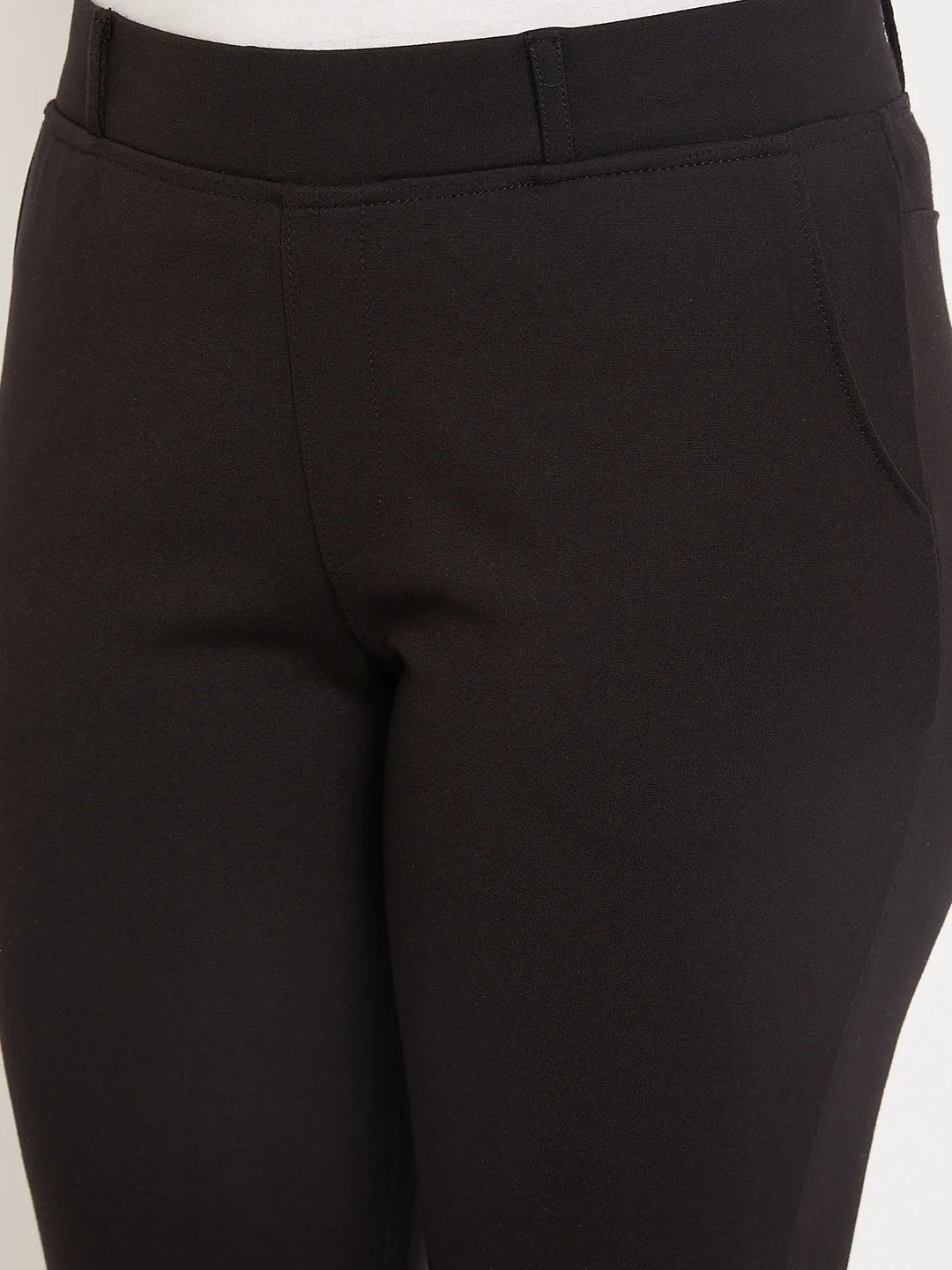 Women's Casual Flat Front Black  Mid rise Jeggings