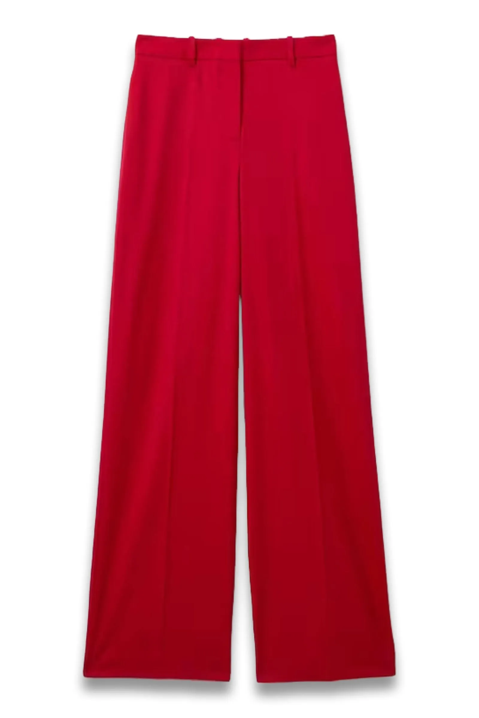 Wool Blend Wide Leg Trousers in Red