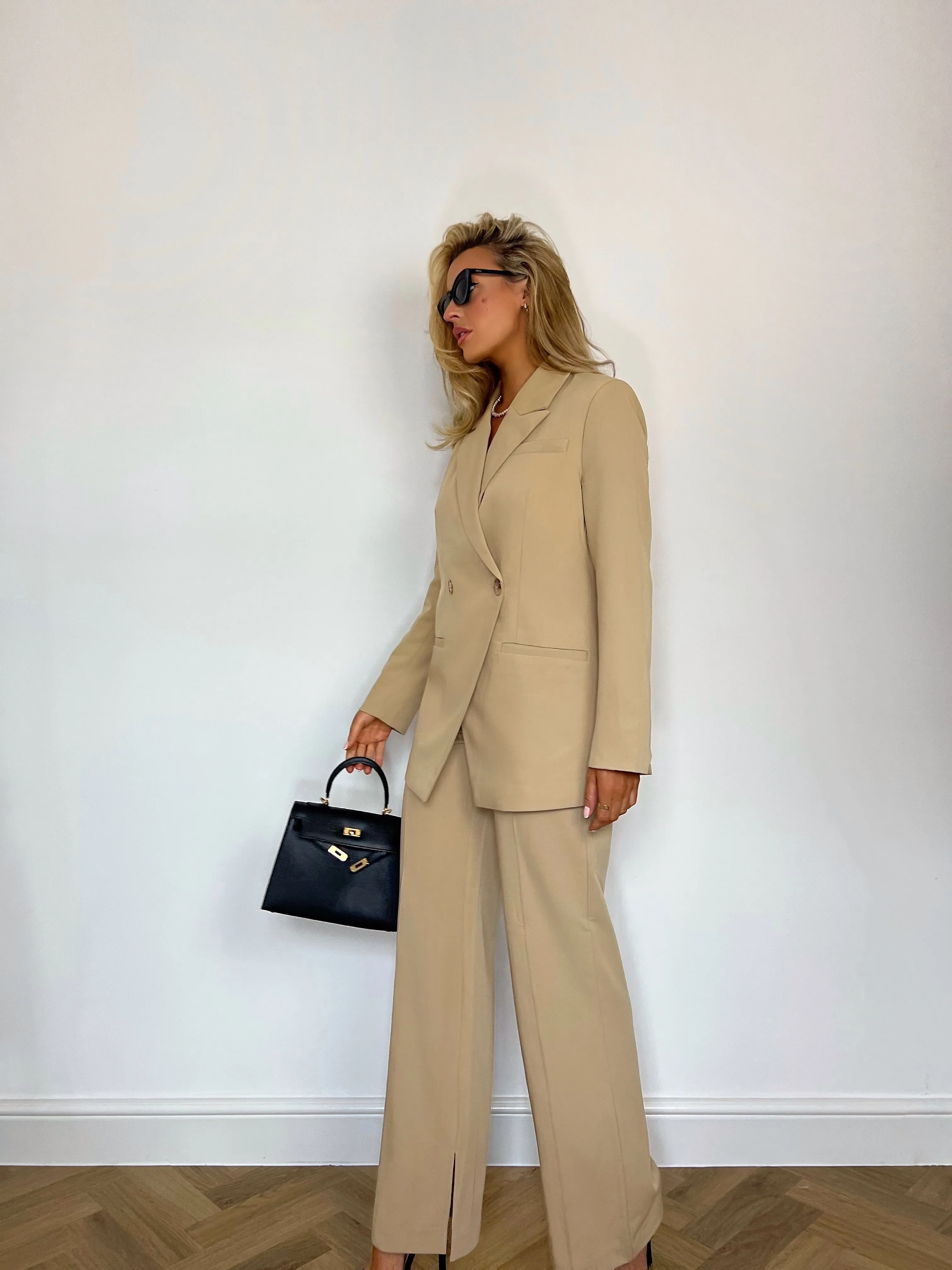 Y.A.S WIDE LEG TROUSERS IN BEIGE