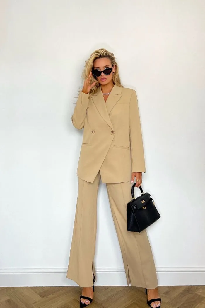 Y.A.S WIDE LEG TROUSERS IN BEIGE