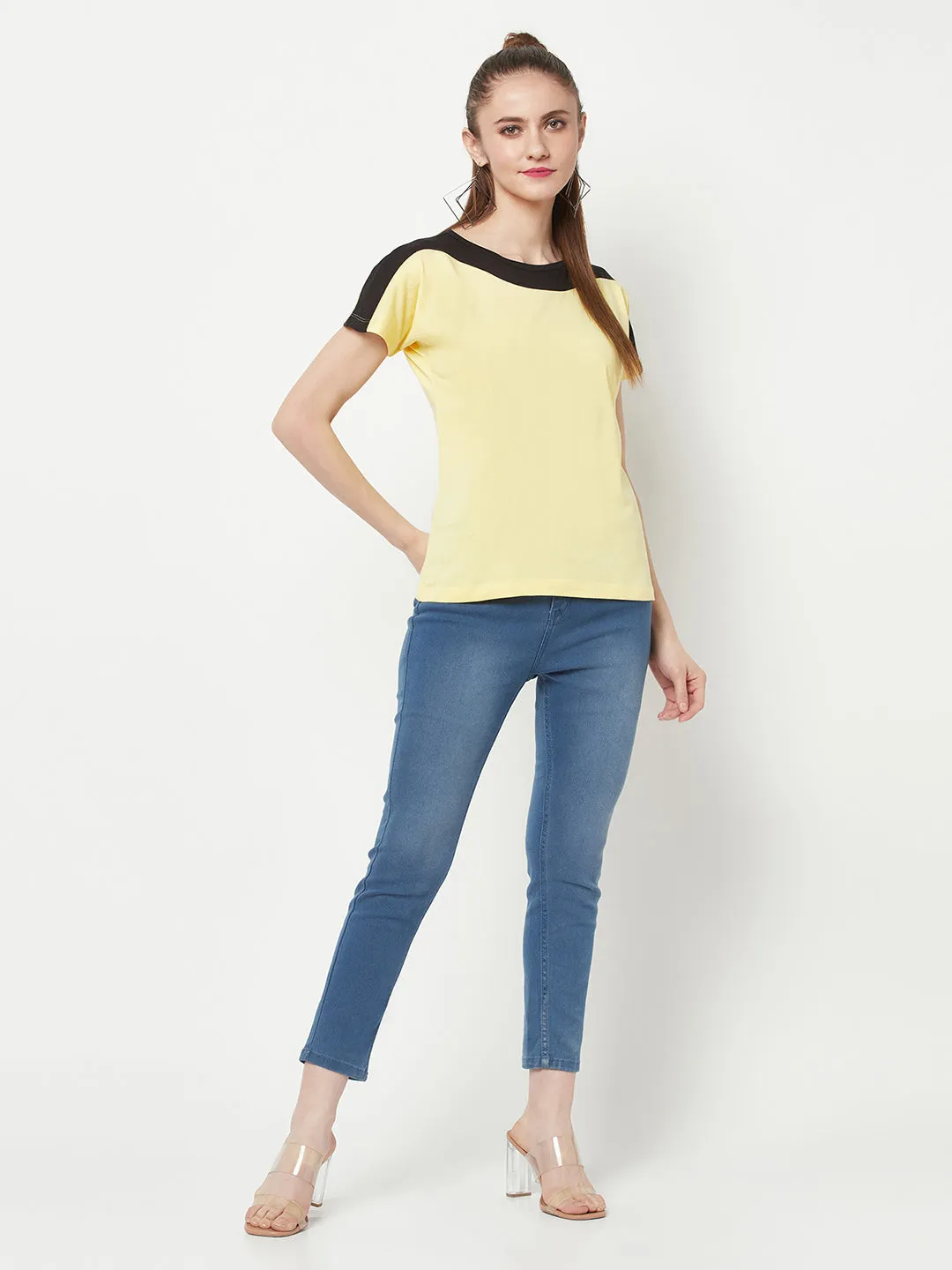 Yellow Boat Neck T-shirt