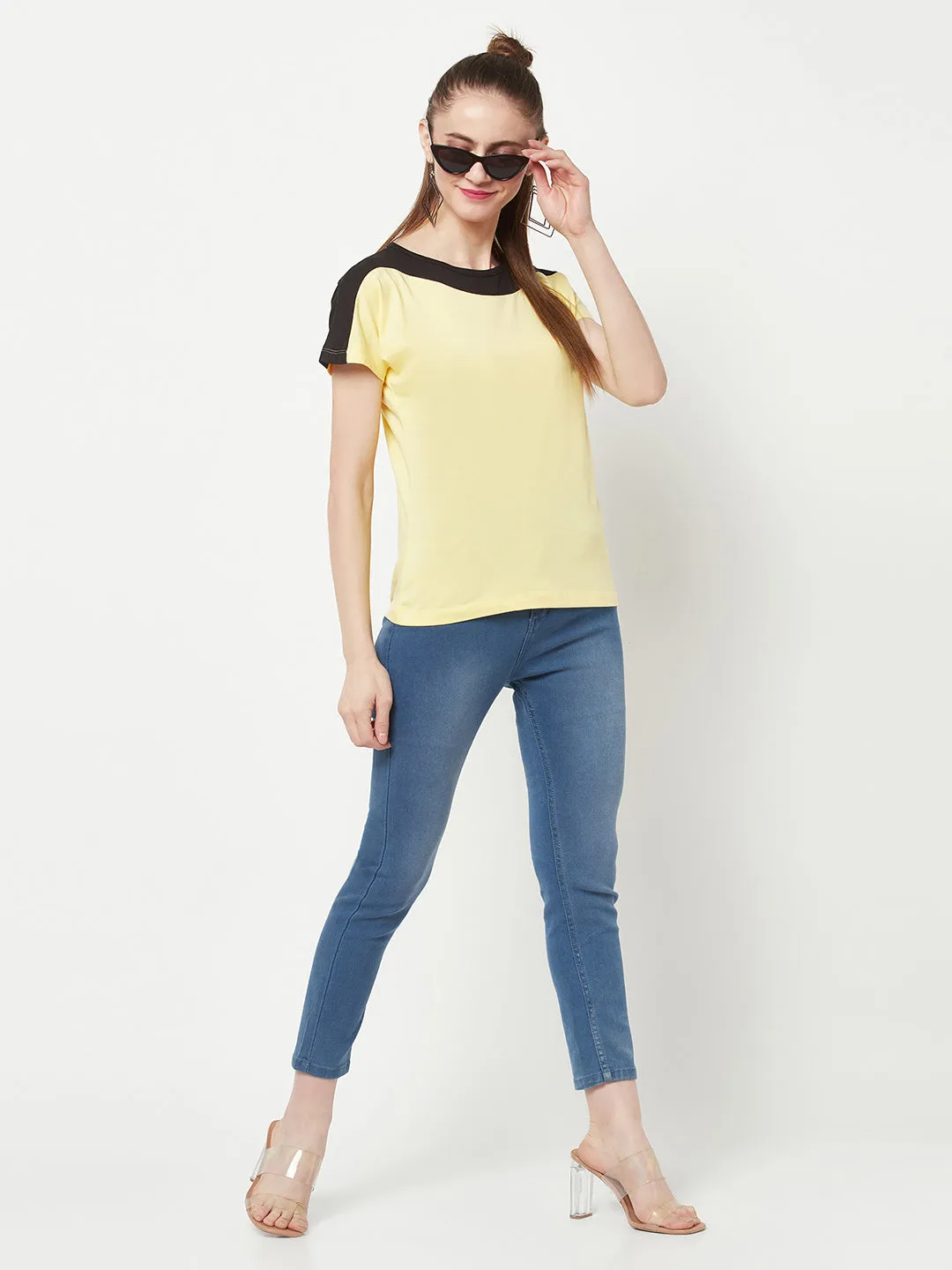 Yellow Boat Neck T-shirt