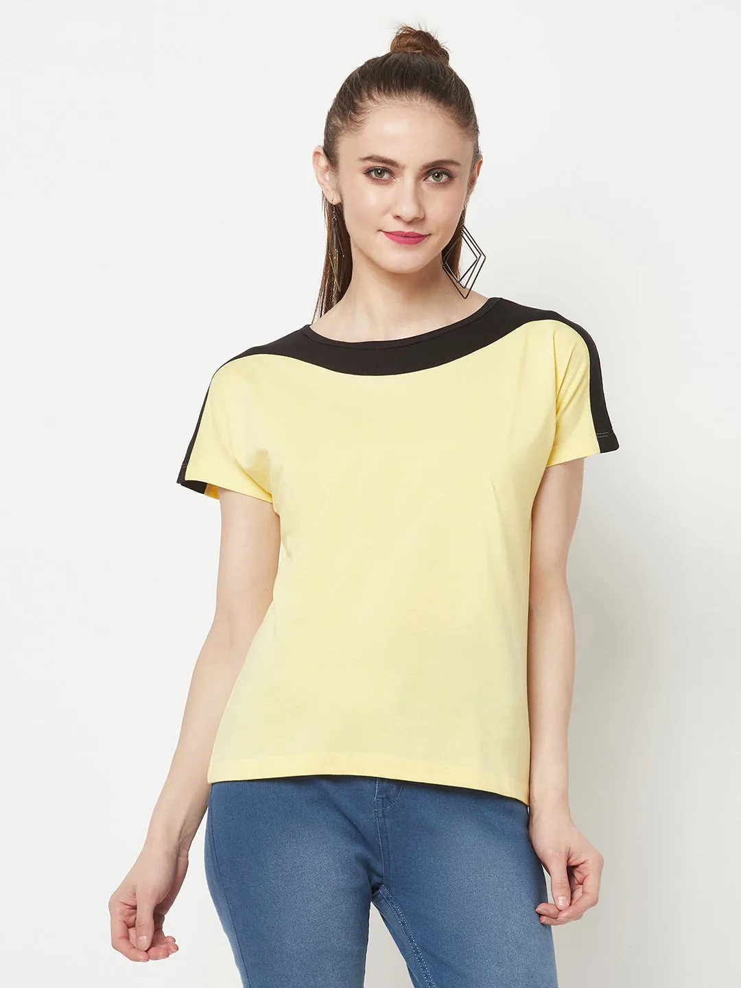 Yellow Boat Neck T-shirt