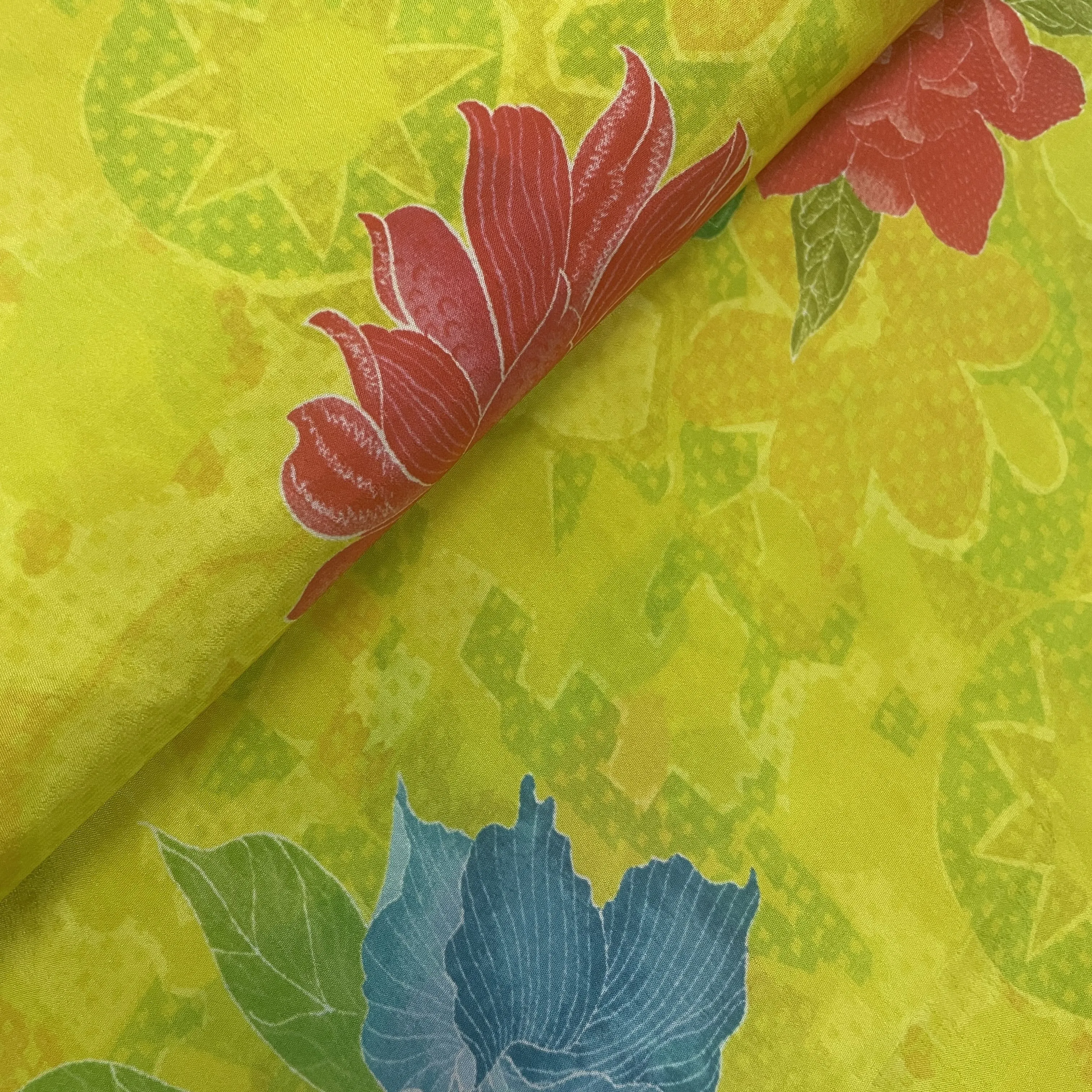 Yellow floral Print Crepe Fabric 18032